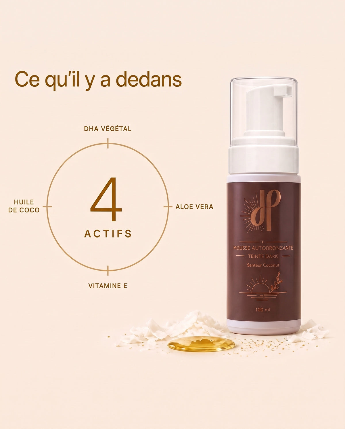 Résultat hâlé naturel avec la mousse autobronzante Hemera Dark