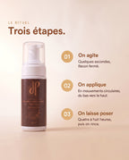 Rituel d'application de la mousse autobronzante Hemera Dark