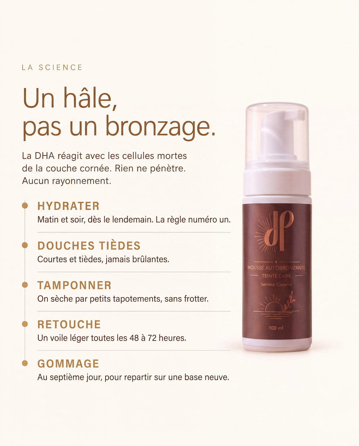 Mousse autobronzante Hemera Dark, la science derrière la formule