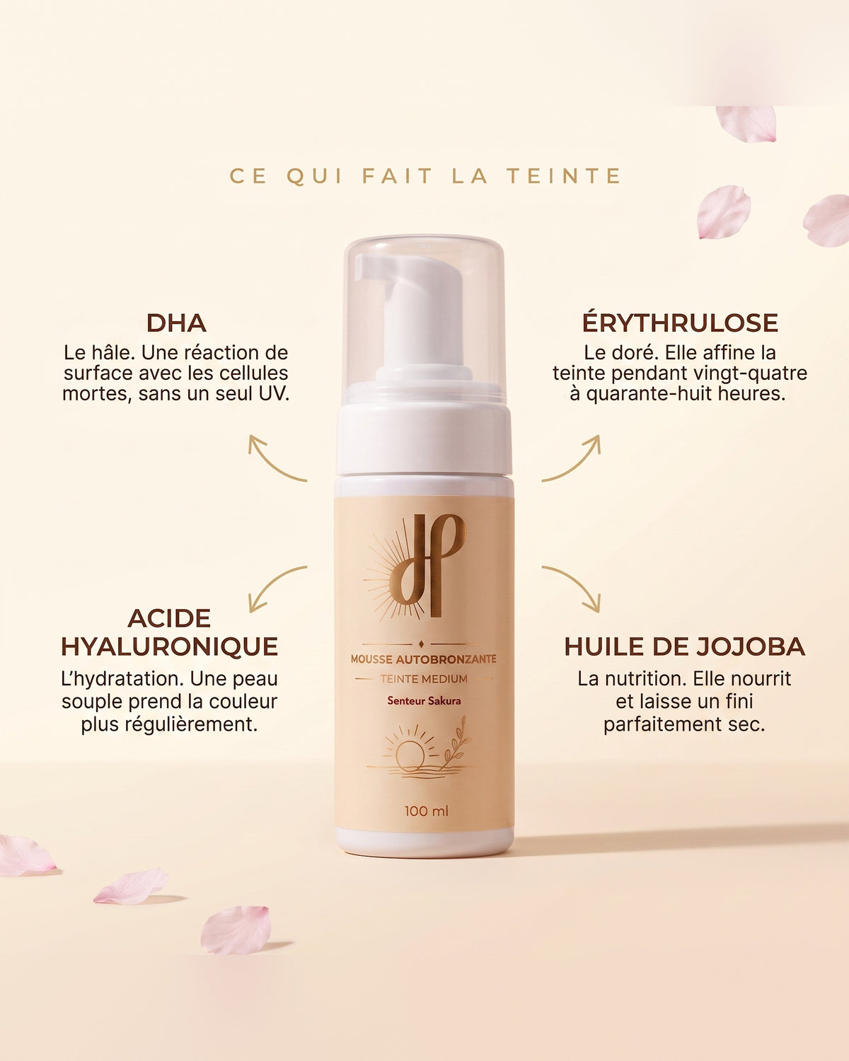 Mousse autobronzante Hemera Medium, texture mousseuse