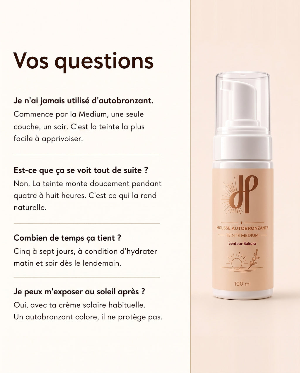 Questions fréquentes sur la mousse autobronzante Hemera Medium