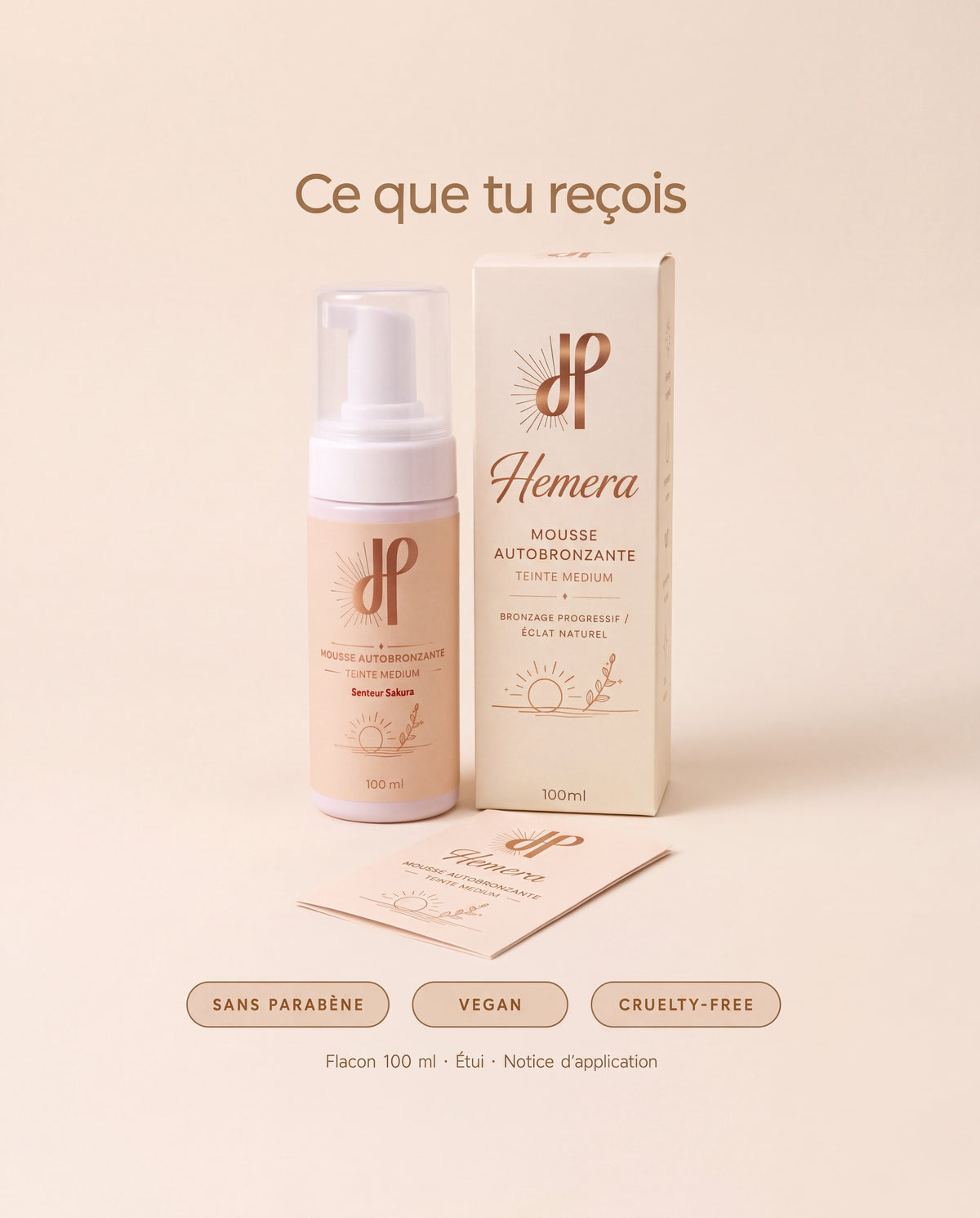 Contenu de la commande mousse autobronzante Hemera Medium