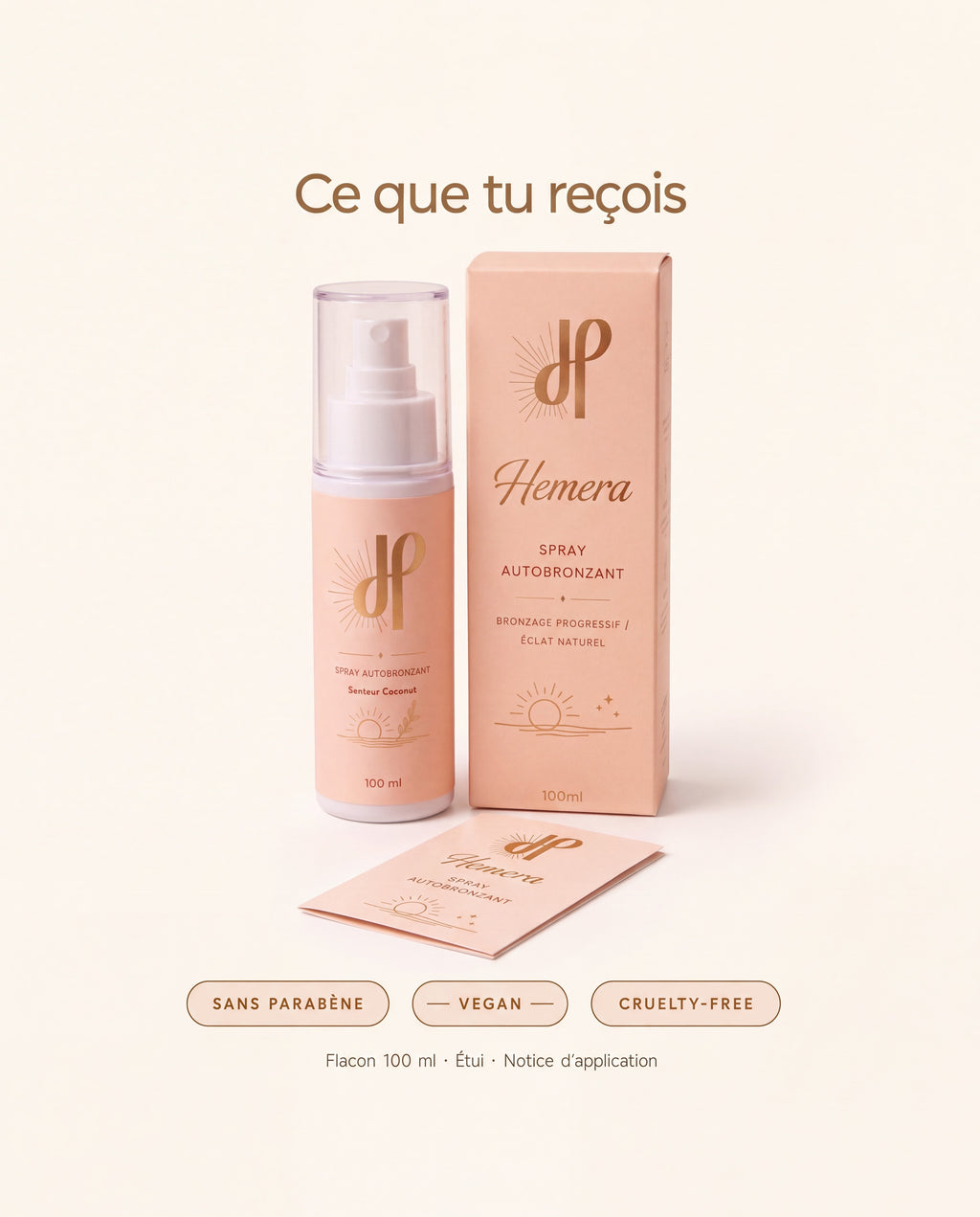 Contenu de la commande spray autobronzant visage Hemera
