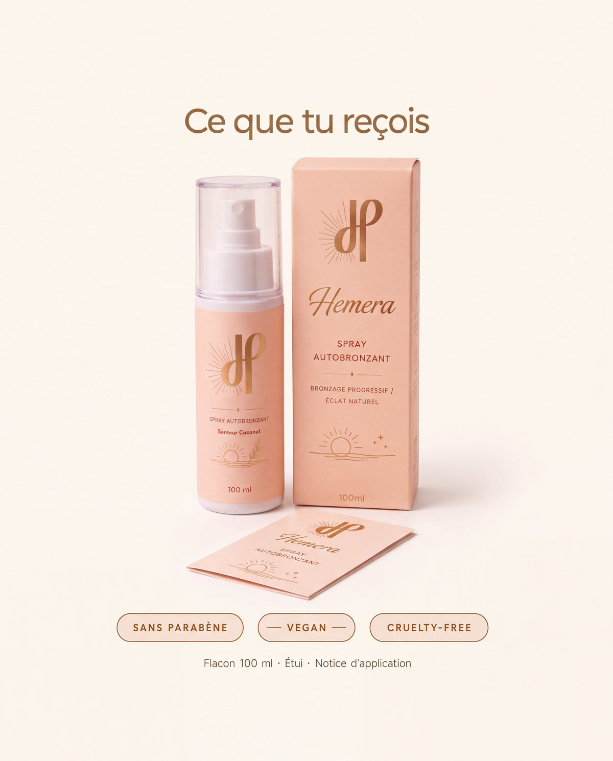 Contenu de la commande spray autobronzant visage Hemera